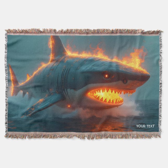 Cobertor Fantasy Cute Fire Shark Sea (Frente)