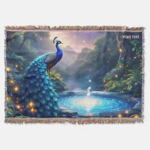 Cobertor Fantasy Cute Night Puddle Peacock
