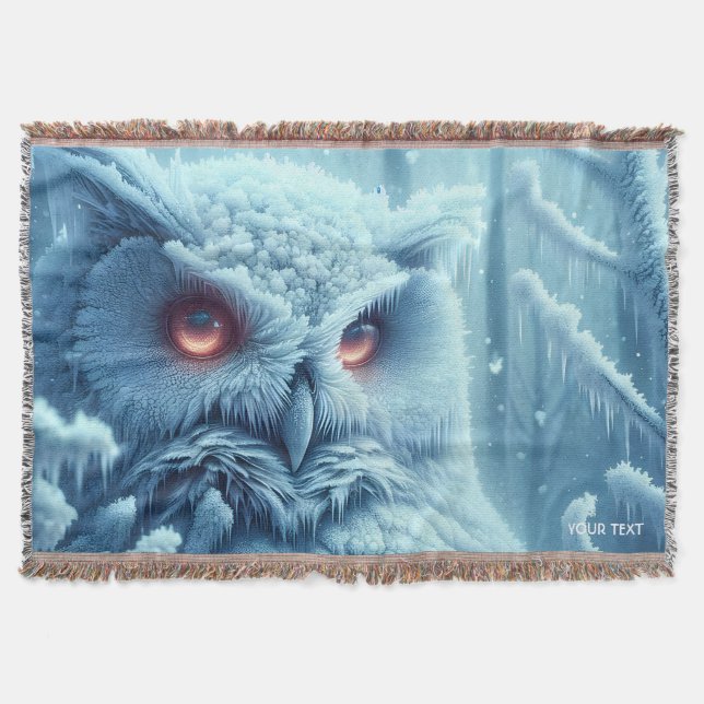 Cobertor Fantasy Cute Owl Snow Winter (Frente)