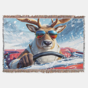 Cobertor Fantasy Cute Reindeer Car Winter