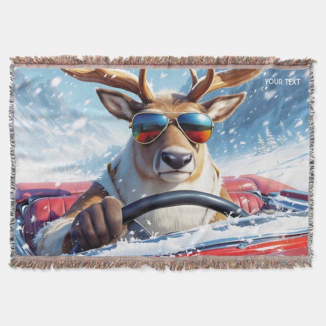 Cobertor Fantasy Cute Reindeer Car Winter (Frente)