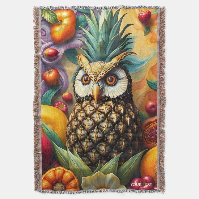 Cobertor Fantasy Cute Serene Pineapple Owl (Frente Vertical)