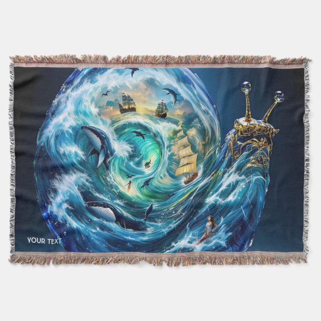 Cobertor Fantasy Cute Snail Ocean Storm (Frente)