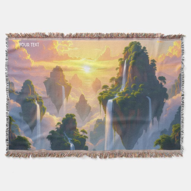 Cobertor Fantasy Cute Sunset Islands Waterfall (Frente)