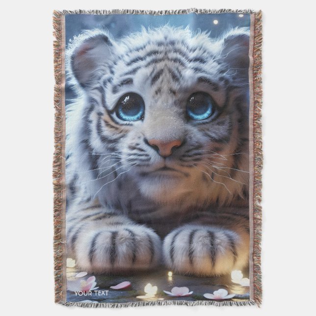 Cobertor Fantasy Cute Tiger White Baby (Frente Vertical)