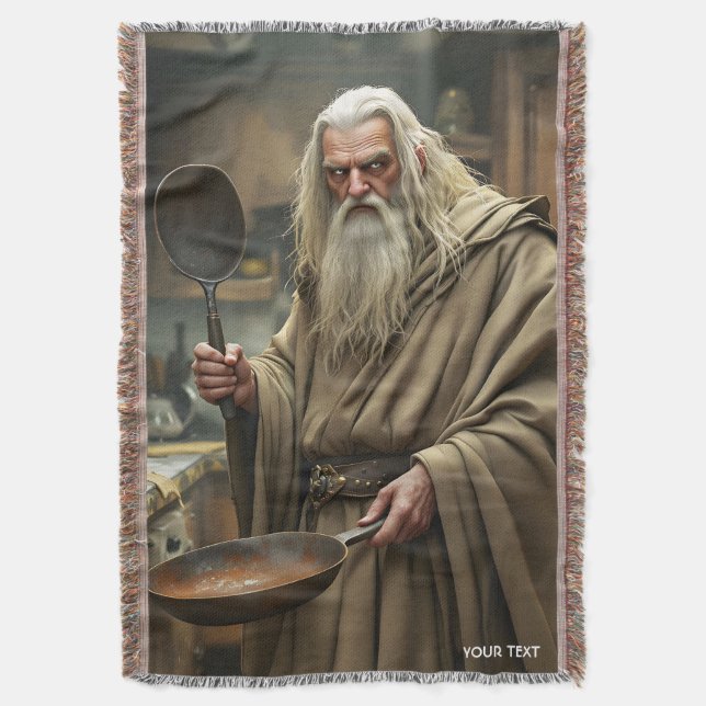 Cobertor Fantasy Cute Wizard Frying Pan (Frente Vertical)