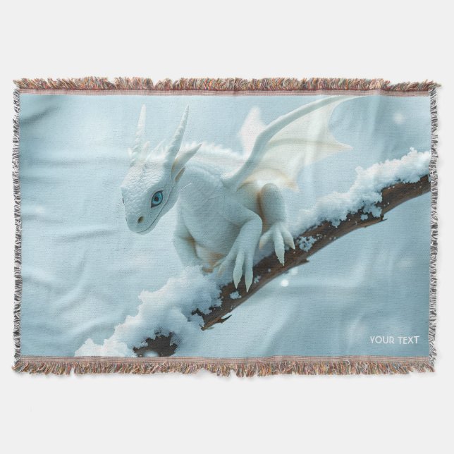 Cobertor Fantasy White Baby Dragon (Frente)