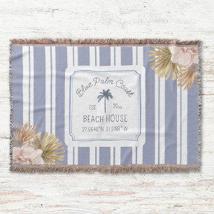 Cobertor Farmhouse do Boho Coaster da Beach House Blue Stri