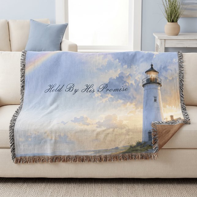 Cobertor Farol Arco-íris Aquarela Costeira (Rainbow Lighthouse Coastal Watercolor Throw Blanket)