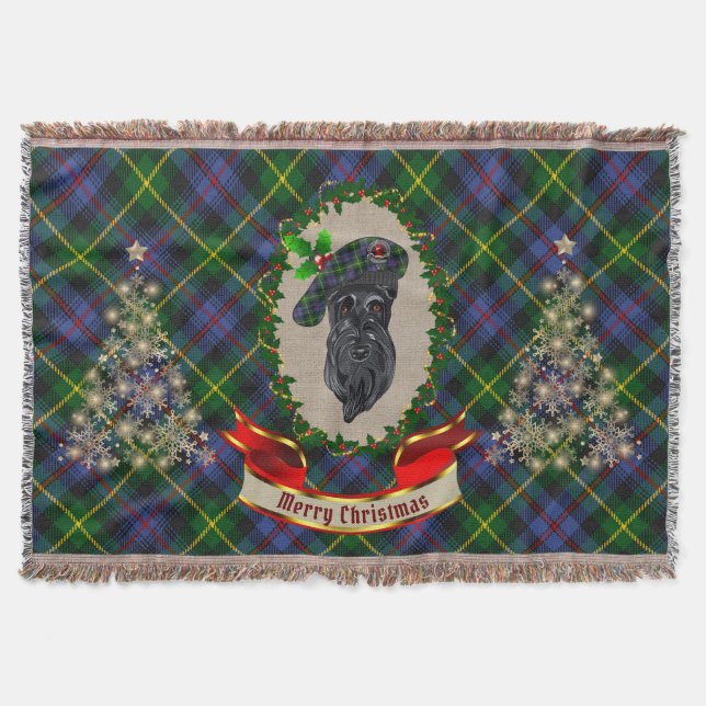 Cobertor Farquharson Scottie Dog Christmas Throw Blanket (Frente)