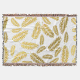 Cobertor Faux Dourado Palm deixa padrão Sherpa Blanket