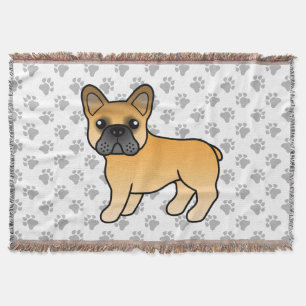 Cobertor Fawn French Bulldog Cachorro de Cartoon