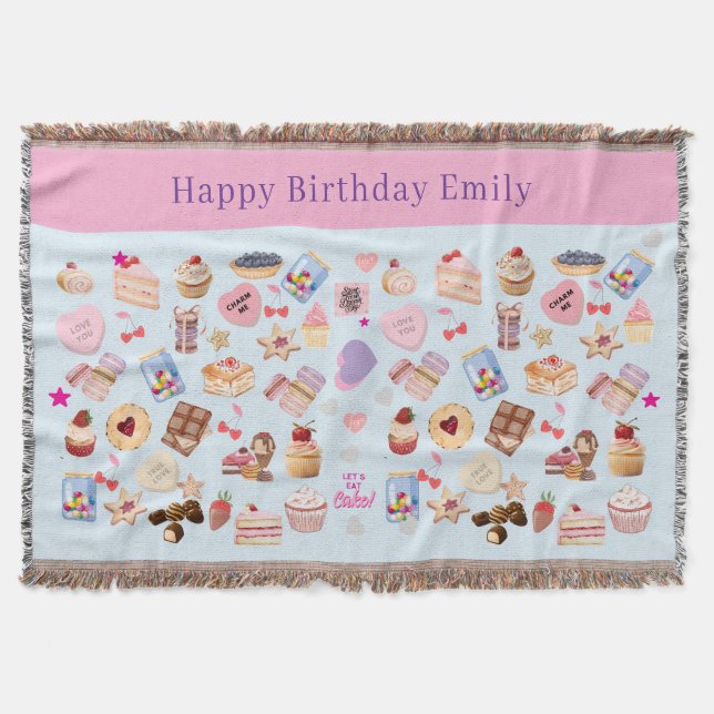 Cobertor Feliz aniversário em branco (Frente)