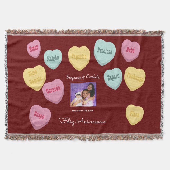 Cobertor Felíz Aniversario Red Te Amo Papacito Personalizáv (Frente)