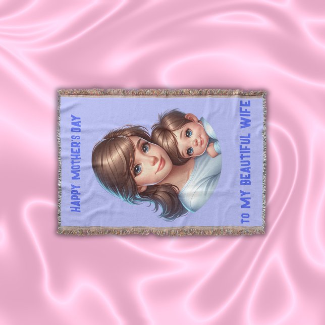 Cobertor Feliz Dia de as mães para minha linda esposa | (Criador carregado)