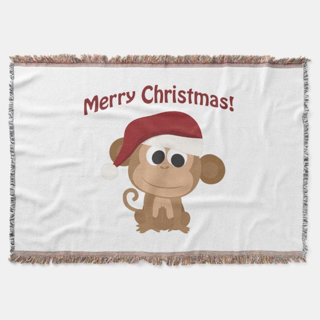 Cobertor Feliz Natal! Macaco papai noel (Frente)