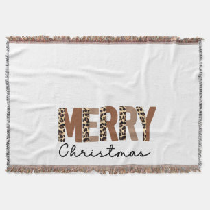 Cobertor "Feliz Natal" Moderno Bloqueio de Cor Leopard Boho