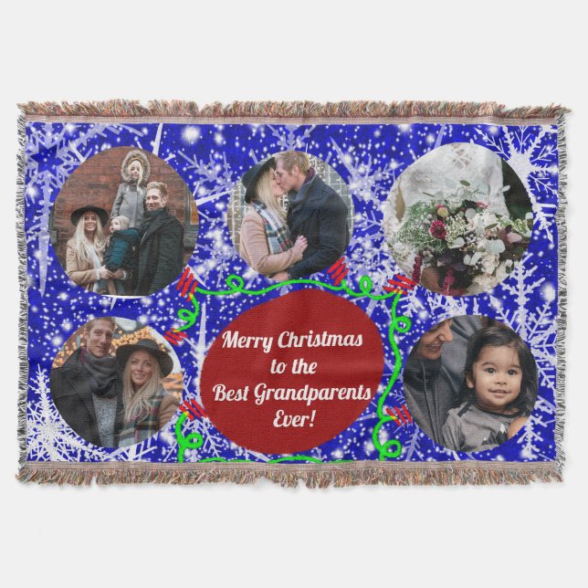 Cobertor Feliz Natal para os melhores avós, 5 fotos (Frente)