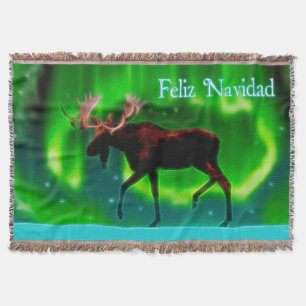 Cobertor Feliz Navidad - Luzes do Norte Moose