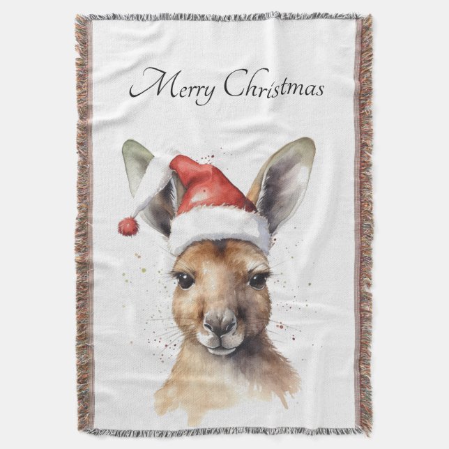 Cobertor Férias Alegres, Canguru de Natal personalizado (Frente Vertical)