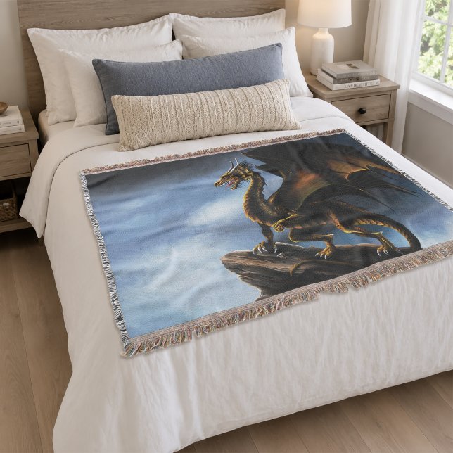 Cobertor Feroz Dragão Fantasia Cobre Dourado Preto (Criador carregado)