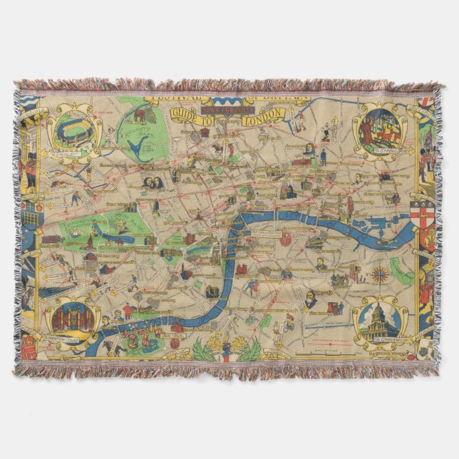 Cobertor Festival de Grâ Bretanha: Guia ao mapa de Londres (Frente)