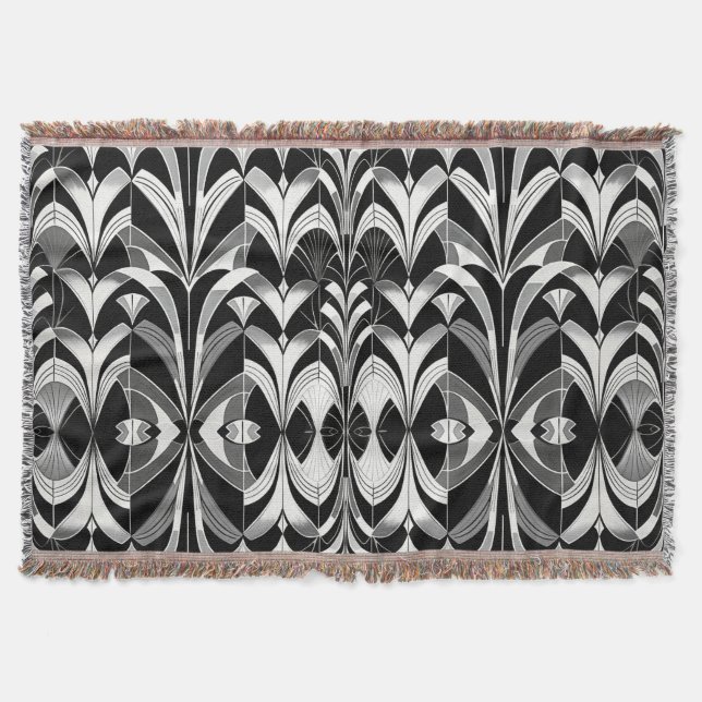 Cobertor Finery Preto e Branco (Frente)