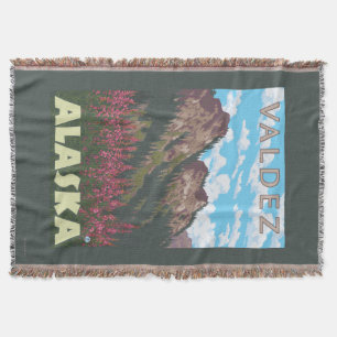 Cobertor Fireweed & montanhas - Valdez, Alaska