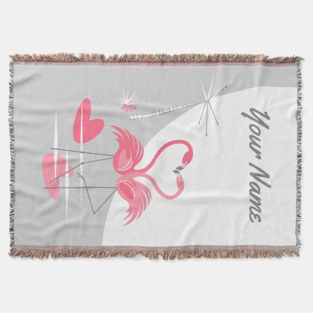 Cobertor Flamingo Love Large Moon Name vertical (Frente)