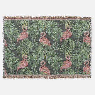 Cobertor flamingos cor-de-rosa, padrão de safra tropical.