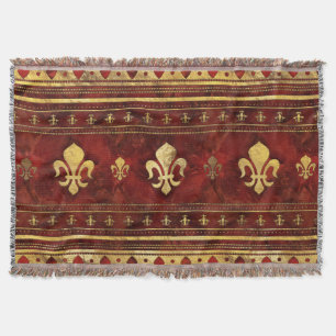 Cobertor Fleur-de-lis Red Marble e Dourado