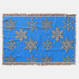 Cobertor Flocos de neve de prata azul Elegante