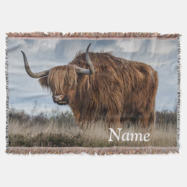 Cobertor Floffy Scottish Highland Cow Personalizado (Frente)