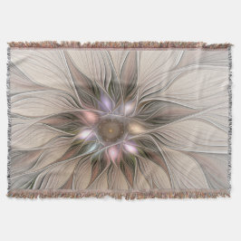 Cobertor Flor Abstracta Feliz Flor Beige Marrom