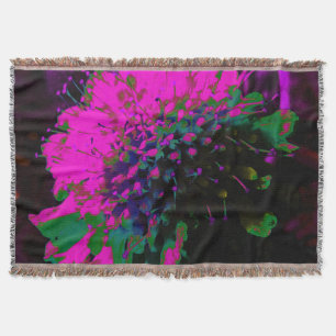 Cobertor Flor Abstrata Retro Cor-de-Rosa e Preta Trippy