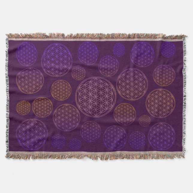 Cobertor Flor da Vida / Blume des Lebens - violeta padrão (Frente)