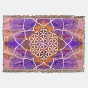 Cobertor Flor da vida em Lotus - textura pintada