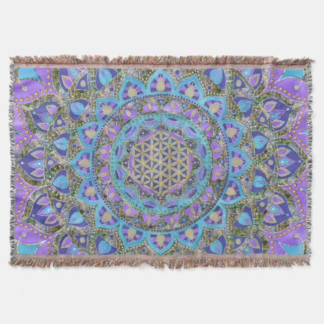 Cobertor Flor Da Vida - Estilo De Mandala Índia 2 (Frente)