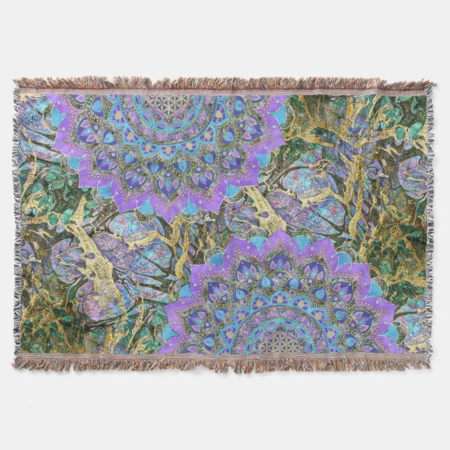 Cobertor Flor Da Vida - Estilo De Mandala Índia 2 (Frente)