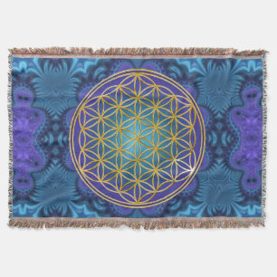 Cobertor Flor Da Vida - Ouro - Frente 1