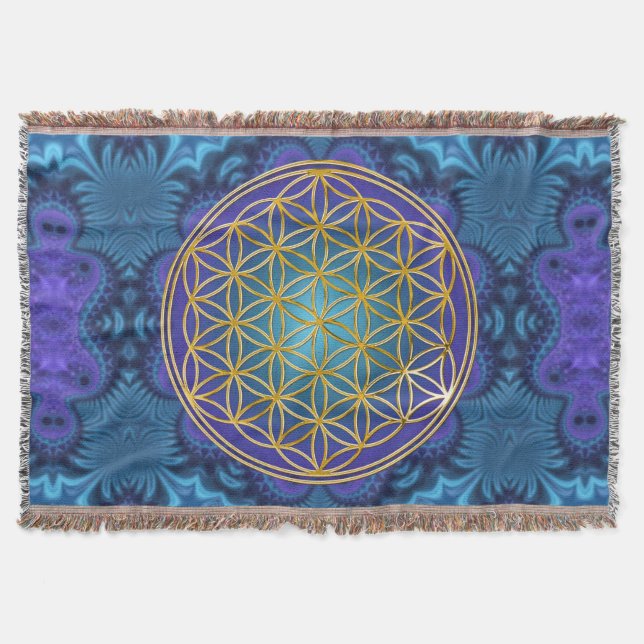 Cobertor Flor Da Vida - Ouro - Frente 1 (Frente)