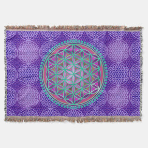 Cobertor Flor da vida - padrão do selo - roxo