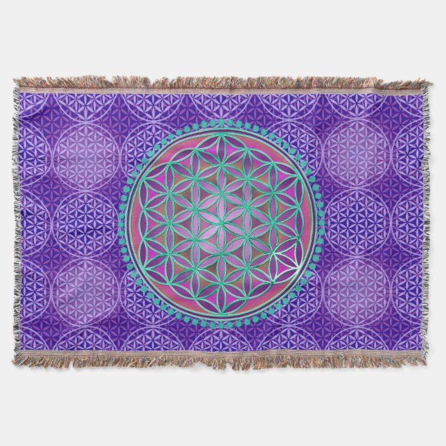 Cobertor Flor da vida - padrão do selo - roxo (Frente)