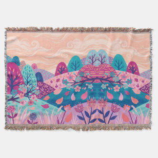 Cobertor Flor de Cerejeira Turquesa Magenta