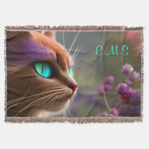 Cobertor Flor de Gato de Fantasia bonito *Monograma*