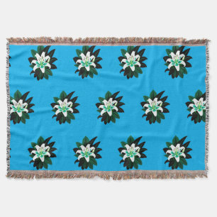 Cobertor Flor de Lírio Branca com Folhas Verde Escuro