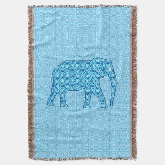 Cobertor Flor de lótus elefante - turquesa (Frente Vertical)