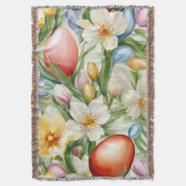 Cobertor Flor de Maçã Gracioso, Tulipas e Ovos de Páscoa