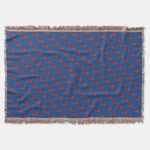 Cobertor Flor de papoila vermelha e azul no azul escuro