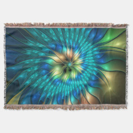 Cobertor Flor Fantasia Luminosa, Fractal Abstrato Colorido